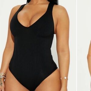 Fashion Nova Compression Black Bodysuit